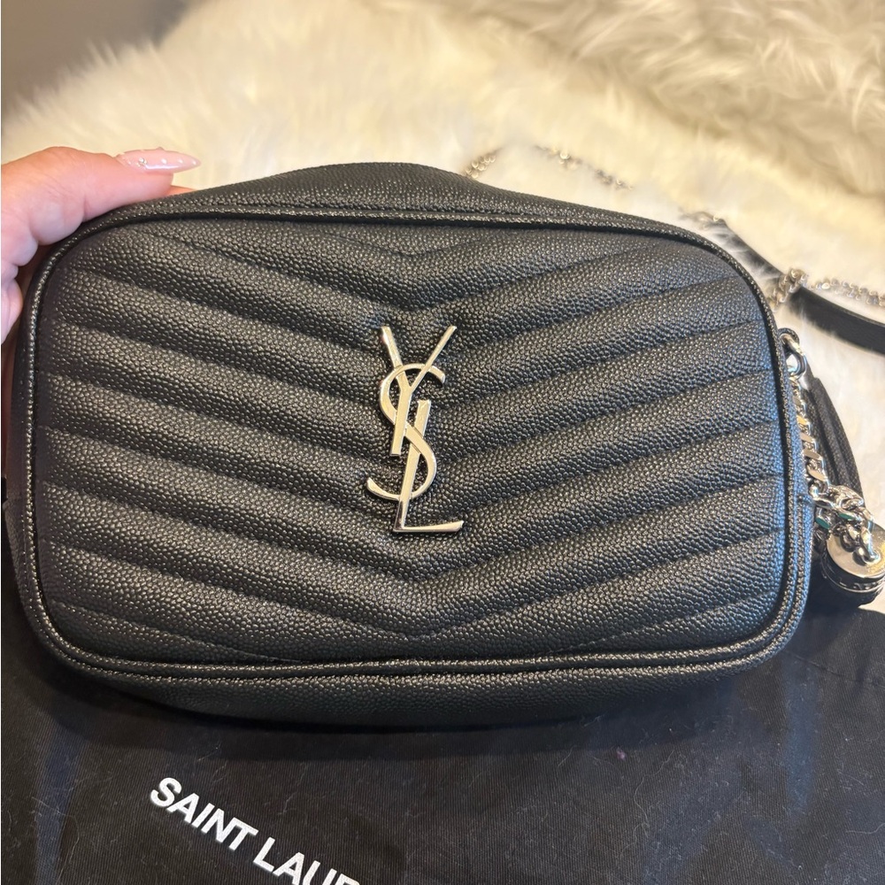 Saint Laurent Charcoal Quilted Crossbody Bag
